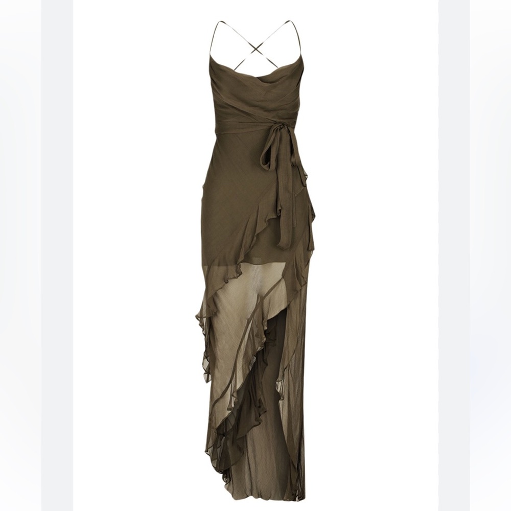 Shona Joy Green Ruffled Dress